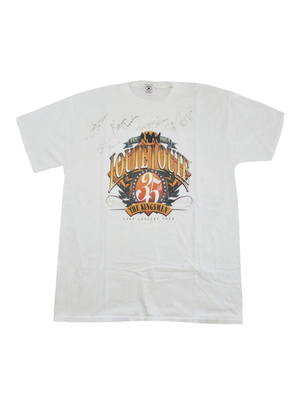 Vintage Louie Louie 1998 The Kingsmen Band Tour 90s White Shirt Size Large